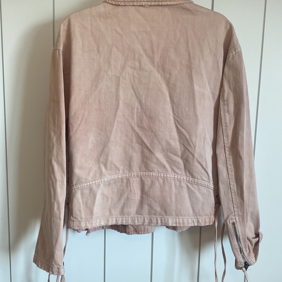 Free people baby pink Denim bomber jacket - Picture 6 of 6